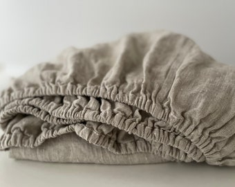Organic Stonewashed Soft Linen Fitted Sheet, Heavy weight fabric, Queen size, Eco friendly, Linen gift for her