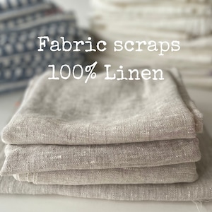 Natural Linen Remnants, Natural Grey Linen Fabric, Heavy weight Linen Fabric Scraps, European Flax, 100% washed Linen