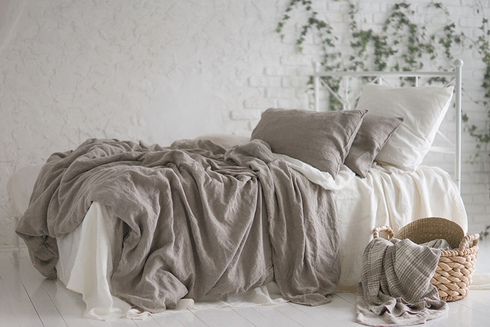 Flax Bedding Linen Set... Linen Duvet Cover and Two Etsy