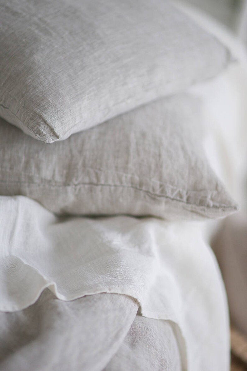 Pair of Linen Euro Shams Natural Gray Grey Flax Handmade Eco Etsy