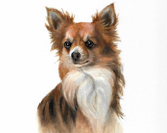 Original Oil Art CHIHUAHUA Portrait Painting Artist Signed Artwork Puppy Dog