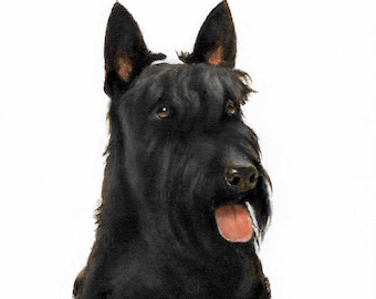 Original Öl Portrait Gemälde SCOTTISH TERRIER Kunst vom Künstler Scottie Puppy Hund Haustier Schwarz