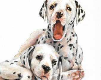Original Oil Portrait Painting DALMATIAN Puppy Dog Artist Signed Artwork Art