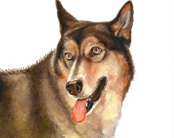 Original Oil Portrait Painting ALASKAN MALAMUTE Dog Artwork from Artist