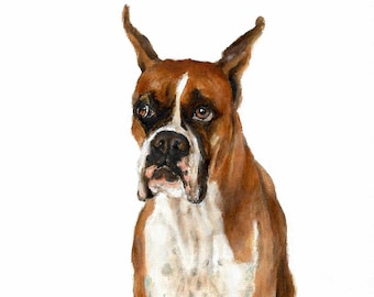 Original Oil Portrait Painting BOXER Puppy Dog Artist Signed Artwork