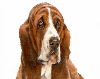 New Original Oil Art BASSET HOUND Portrait Painting Puppy Dog Aritst Signed