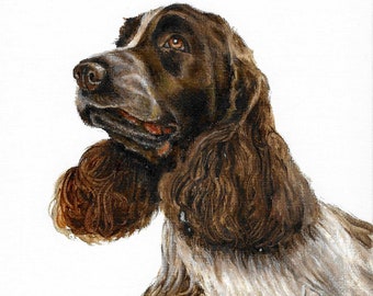 Original DOG Oil Portrait Painting English COCKER SPANIEL Artwork from Artist