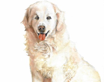 Original Oil Portrait Painting KUVASZ Artist Signed Puppy Dog Pet Artwork Art