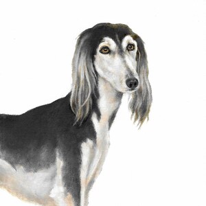 Original Oil Color Portrait Painting SALUKI Artist Signed Art Artwork Puppy Dog Animal Pet