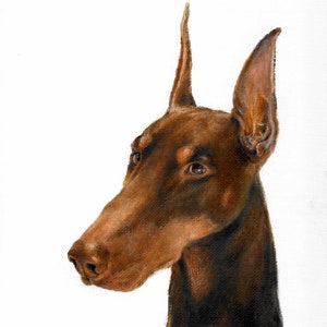 キャンバスに描かれたドーベルマンのオリジナル油絵、犬の肖像画の壁