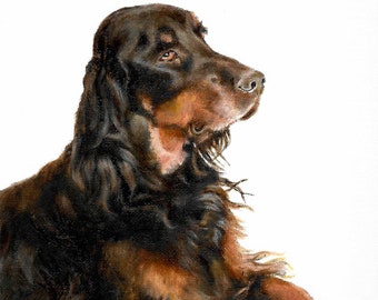 Original Oil Portrait Painting GORDEN SETTER Artist Signed Puppy Dog Pet Artwork Art