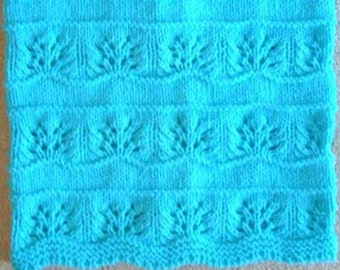 New Handmade TURQUOISE BLUE Knit Crochet Baby Afghan Blanket Throw Newborn Infant Soft Floral