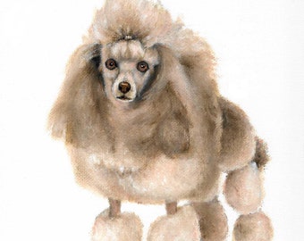 Original Öl Portrait Gemälde PUDEL Welpe Hund Künstler signiert Kunstwerk Kunst