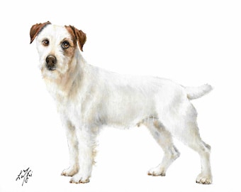 Original Dog Oil Portrait Painting JACK RUSSELL TERRIER Artist Signed Artwork Puppy Dog Pet Art