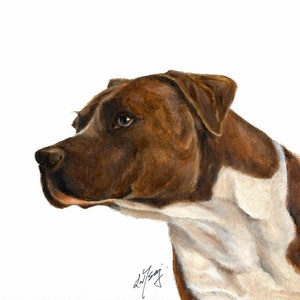 New Original Oil Art AMERICAN STAFFORDSHIRE TERRIER Portrait Painting Dog Puppy Aritst Signed