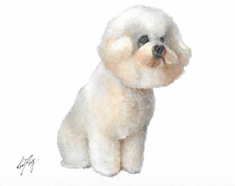 ビションフリーゼの油絵プリントペットの絵画かわいい子犬の壁アート犬