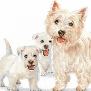 Original Oil DOG Art Portrait Painting WESTIE West Highland White Terrier Puppy Artwork Artist Signed