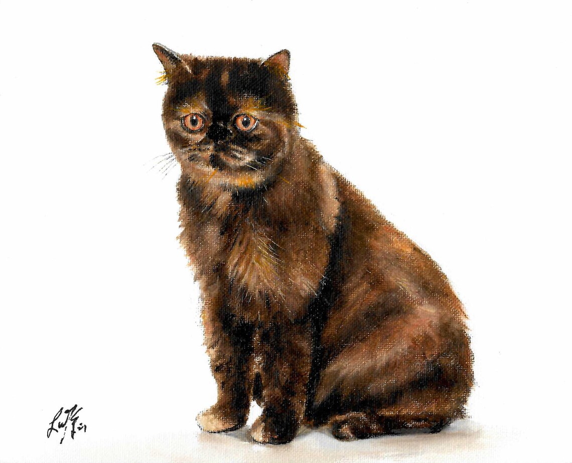 ORIGINAL Oil Portrait Painting SHORTHAIR PERSIAN Artist Signed Artwork ...