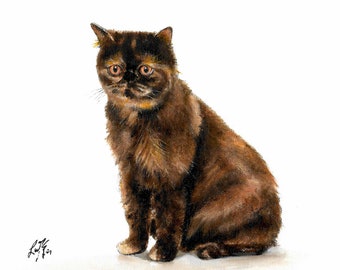 ORIGINAL Oil Portrait Painting SHORTHAIR PERSIAN Artist Signed Artwork Cat Kitten Art Pet Animal