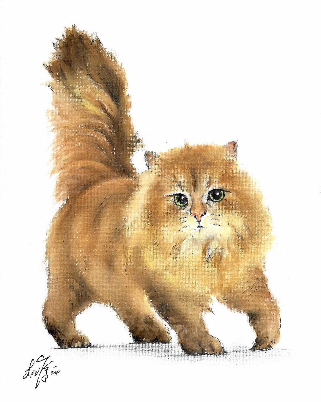 Original Oil Cat Portrait Painting PERSIAN SHADED GOLDEN Kitten Pet ...