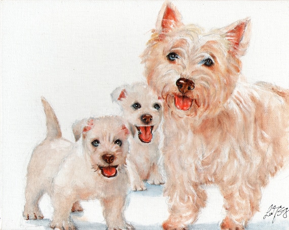 West Highland White Terrier 11x14 signed art PRINT painting