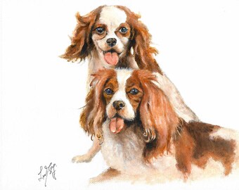 Original Oil Art CAVALIER KING Charles Spaniel Portrait Painting DOG Artist Signed Artwork Puppy