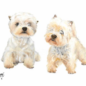 Original Dog Oil Portrait Painting WEST HIGHLAND WHITE Terrier Westie Artist Signed Puppy Pet Artwork