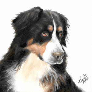 Original Oil Portrait Painting BERNESE MOUNTAIN DOG Artist Signed Puppy Pet Animal Artwork Art 8&quot;x10&quot; Canvas