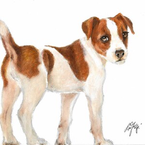 Original Peinture de portrait à l’huile JACK RUSSELL TERRIER Artiste Signé Art Artwork Puppy Dog