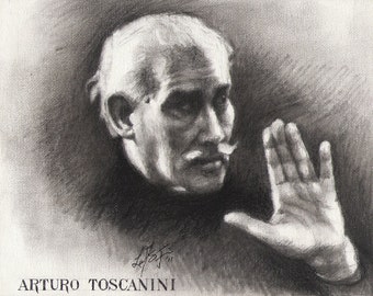 Original Portrait Painting ARTURO TOSCANINI Conductor MUSICIAN Art