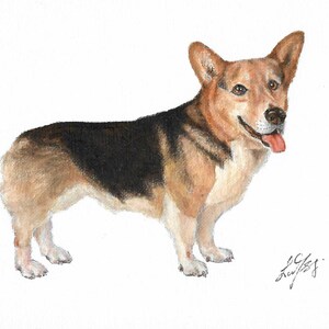 Original Oil Art WELSH CORGI PEMBROKE Portrait Painting Dog Artist Signed Artwork Puppy
