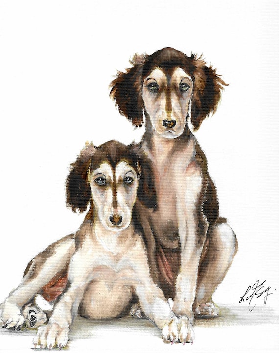 Buy Original Oil Art SALUKI Portrait Painting Puppy Dog Artist