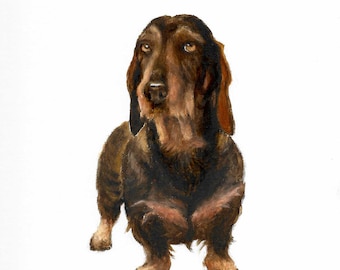 Originele olieverfschilderij TECKEL Portret Schilderij Puppy Hond Weiner Kunstenaar Gesigneerd Kunstwerk