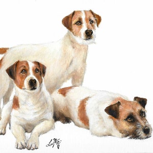 Original Huile Portrait Peinture JACK RUSSELL TERRIER Artiste Signé Puppy Dog Animal Art Art