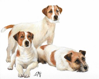 Original Oil Portrait Painting JACK RUSSELL TERRIER Artist Signed Puppy Dog Pet Animal Art Artwork