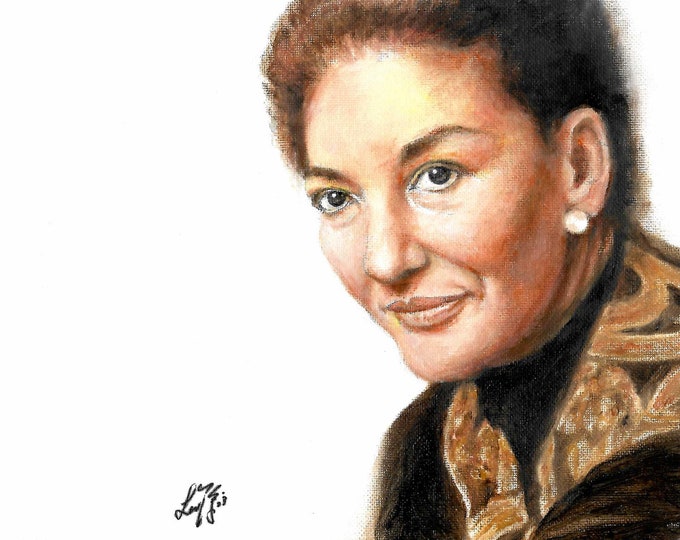 Original Oil Portrait Painting MARIA CALLAS Opera Singer Soprano American-born Greek Female Musician Artist Signed Art Artwork on Canvas