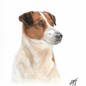Original Peinture de portrait à l’huile JACK RUSSELL TERRIER Artiste Signé Art Artwork Puppy Dog