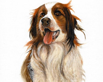 Original Oil Portrait Painting KOOIKERHONDJE Artist Signed Puppy Dog Artwork Art