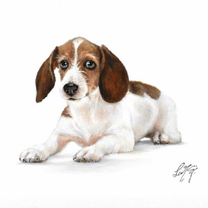 Original Oil Portrait Painting DACHSHUND Portrait Painting Puppy Dog Weiner Artist Signed Artwork