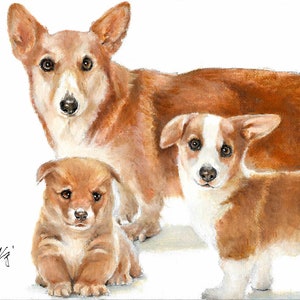 Original Oil Portrait Painting PEMBROKE WELSH CORGI Puppy Dog Artist Signed Artwork
