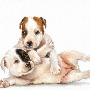 Original Huile Portrait Peinture JACK RUSSELL TERRIER Artiste Signé Puppy Dog Animal Art Art