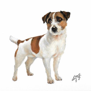 Original Peinture de portrait à l’huile JACK RUSSELL TERRIER Artiste Signé Art Artwork Puppy Dog