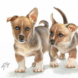 Original Oil Art CARDIGAN WELSH CARGI Portrait Painting Puppy Dog Artist Signed Artwork