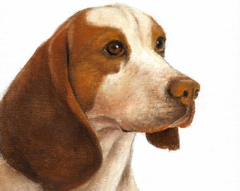 Original DOG Oil Portrait Painting BEAGLE Artwork from Artist Signed