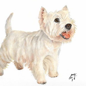 Original Oil Portrait Painting WESTIE WEST HIGHLAND White Terrier Artist Signed Puppy Dog Artwork Pet Art