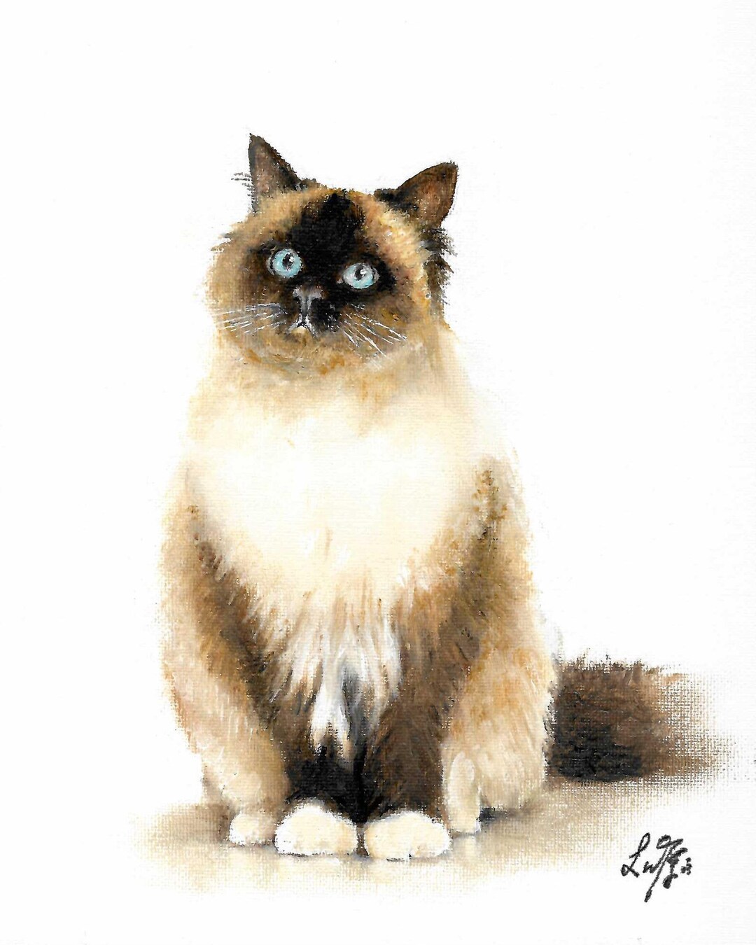 Original Oil Portrait Painting MIX Persian Himalayan Ragdoll Cat Artist ...