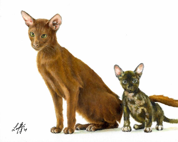 Original Oil Portrait Painting EGYPTIAN CAT Mau Siamese Kitten