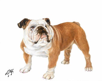 Original Oil DOG Portrait Painting ENGLISH BULLDOG Art from Artist Signed