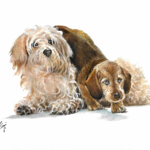 Original Oil Portrait Painting DACHSHUND MINIATURE Puppy Dog Pet Animal Artist Signed Artwork on Canvas