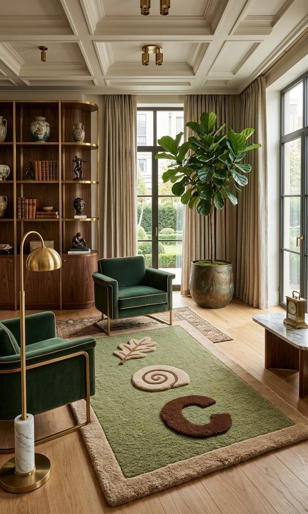 Hand-tufted Botanical Wool Rug, Modern Living Room Carpet, Neutral ...